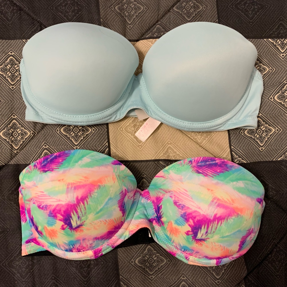 Two pairs of Pink by Victoria’s Secret bra.
